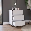 Tuhome Artemisa 3 Drawer Filing Cabinet, Four Casters, Superior Top, White ALB5974